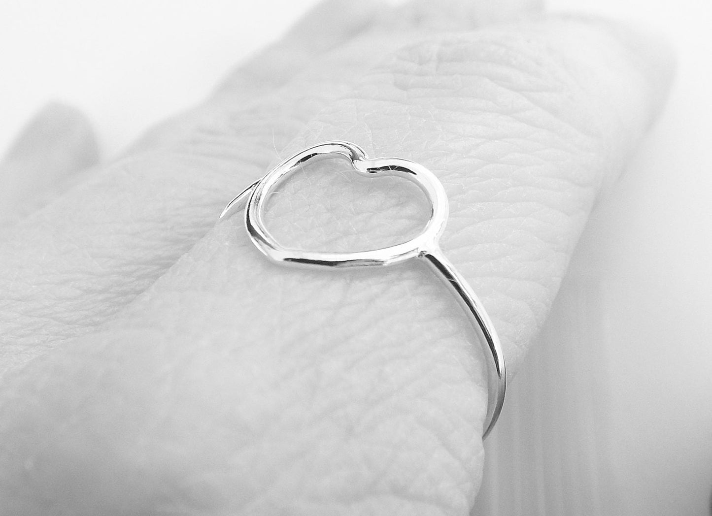Simple Slim Silver Heart Ring, Heart Ring, Simple Heart, Slim Ring, Heart Jewelry, Heart, Open Heart Ring, Little Heart Ring, Love Ring,Gift