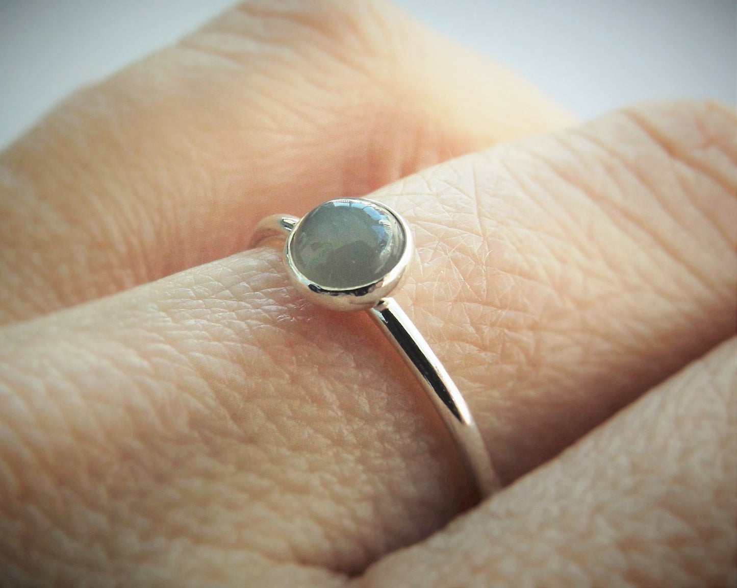 5mm Grey Moonstone Ring, Gray Moonstone Ring, Simple Minimalist Ring, Natural Gemstone, Gemstone Stacking Ring, Moonstone Ring, Simple Band