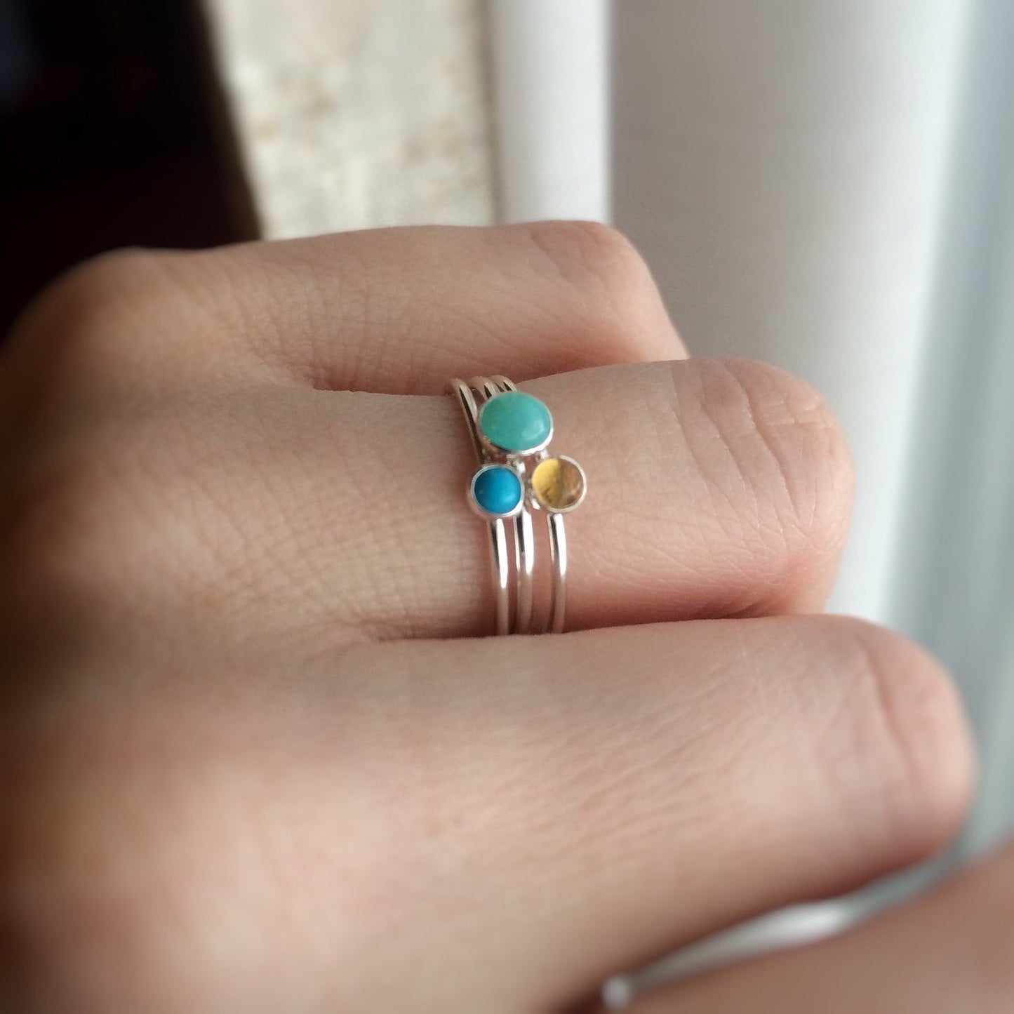 Turquoise Stacking Ring, Turquoise  Ring, Natural Gemstone Ring, Turquoise, Turquoise Jewelry, Gemstone Stacking Ring, Real Gemstone, Gift